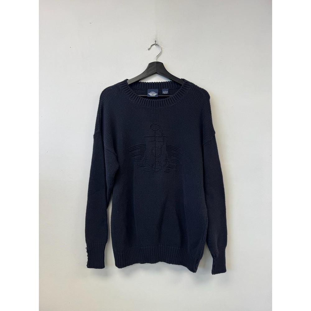 Vintage Dockers Sweater Mens Large Blue Chunky‎ Knit Crewneck Nautical USA 90s